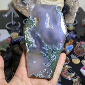 Unique Agate Crystal with Green and Gray Hues